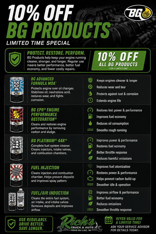 10% Off BG Products Special | Fond Du Lac Auto Repair